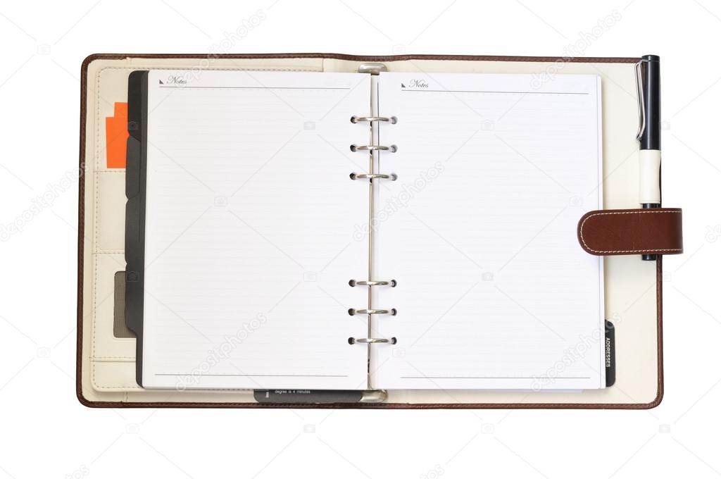 Leather organizer on white background, with paths