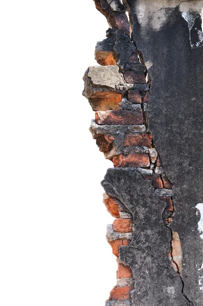 Parede de tijolo isolada com caminho de recorte — Fotografia de Stock