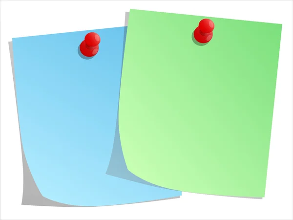 Öntapadó jegyzet és piros rajzszögre — Stock Fotó