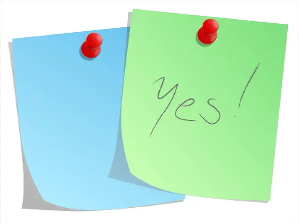 Sticky note and red push pin — Stock Photo, Image