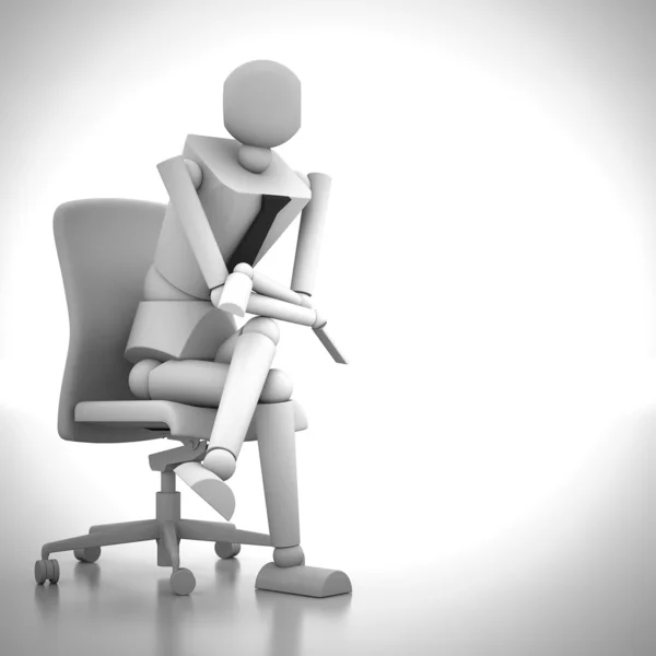 坐在椅子上 3d 图上的商人 — 图库照片