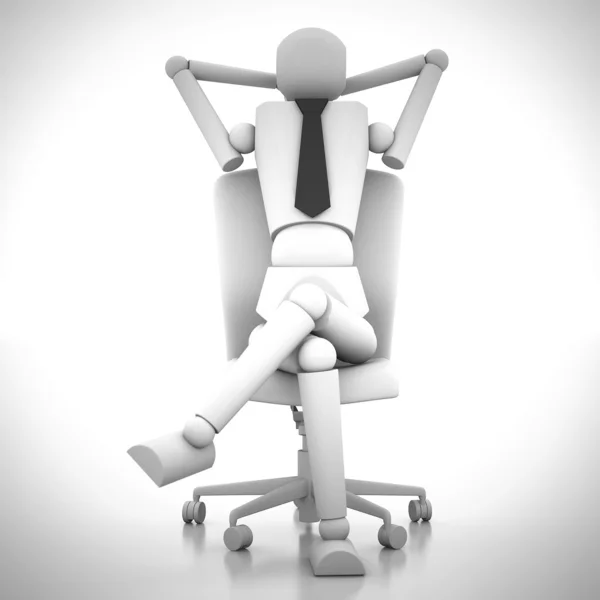 Affärsman som sitter på stol 3d illustration — Stockfoto