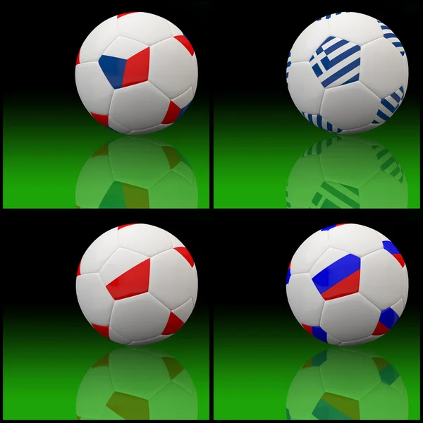 Drapeau international sur le football 3D — Photo