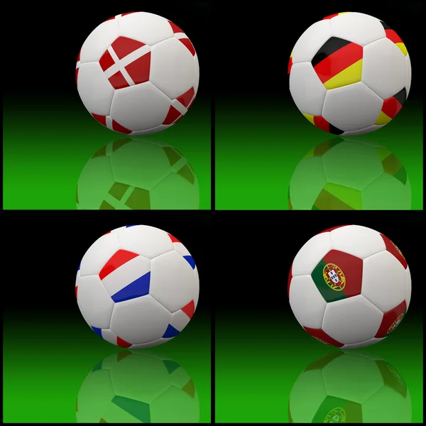 Internationale Flagge auf 3D-Fußball — Stockfoto