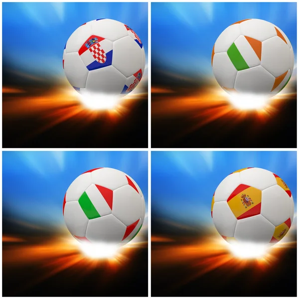 Internationale Flagge auf 3D-Fußball — Stockfoto