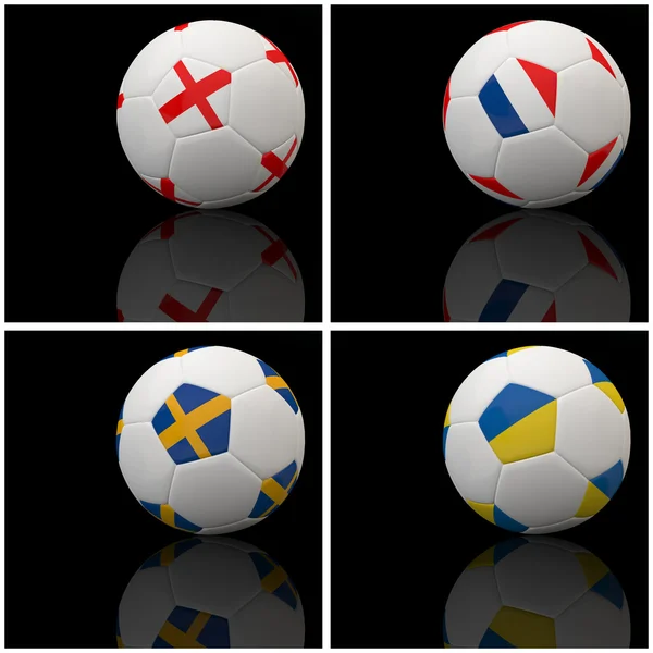 Міжнародний прапор на 3D футболі — стокове фото