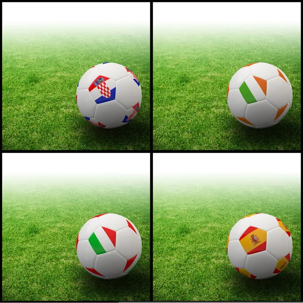 Internationella flagga på 3d-fotboll — Stockfoto