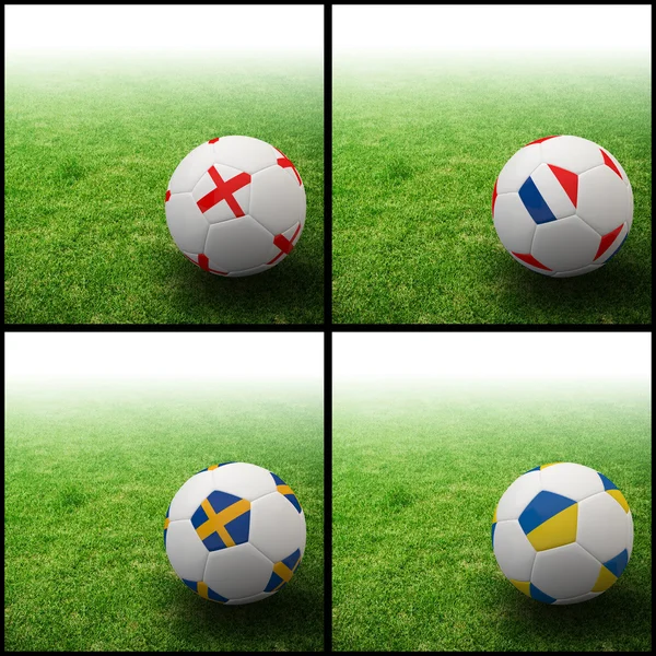 Internationella flagga på 3d-fotboll — Stockfoto