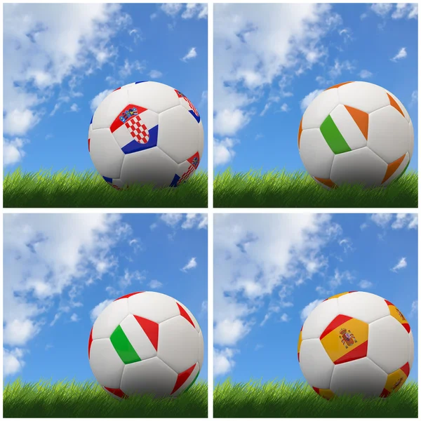 Internationale vlag op 3D-voetbal — Stockfoto