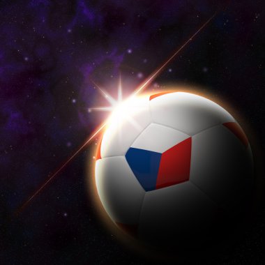 yükselen güneş illüstrasyon ile 3d futbol bayrak