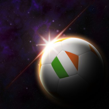 yükselen güneş illüstrasyon ile 3d futbol bayrak