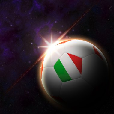 yükselen güneş illüstrasyon ile 3d futbol bayrak