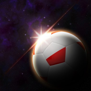 yükselen güneş illüstrasyon ile 3d futbol bayrak