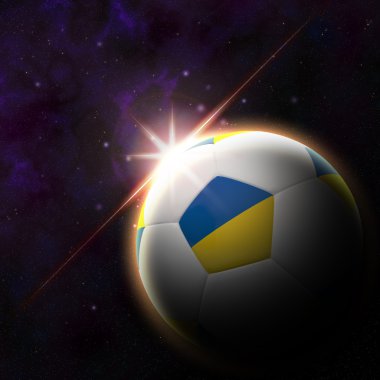 yükselen güneş illüstrasyon ile 3d futbol bayrak