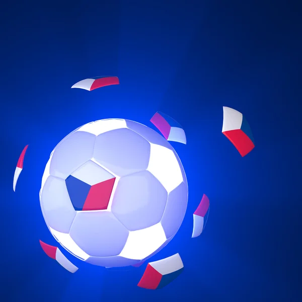 3d 축구에 체코 공화국의 깃발 — 스톡 사진