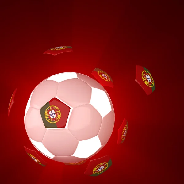 Portugiesische Flagge auf 3D-Fußball — Stockfoto