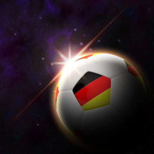 Flagge auf 3D-Fußball mit aufgehender Sonne Illustration — Stockfoto