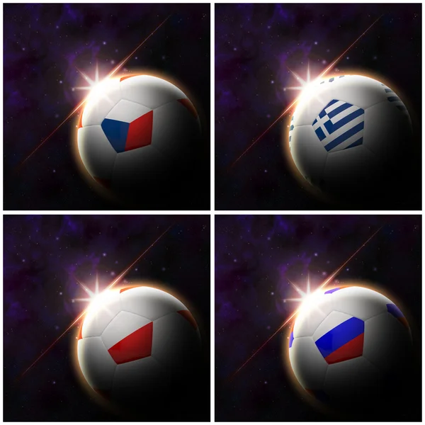 Internationale Flagge auf 3D-Fußball — Stockfoto