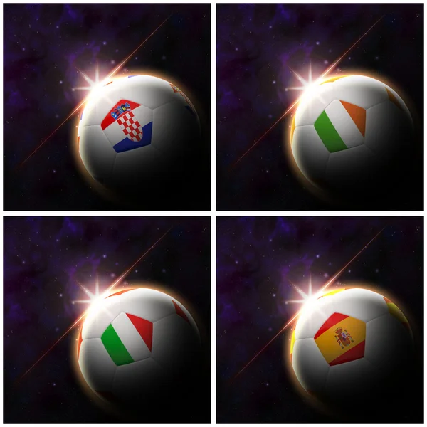 Міжнародний прапор на 3D футболі — стокове фото