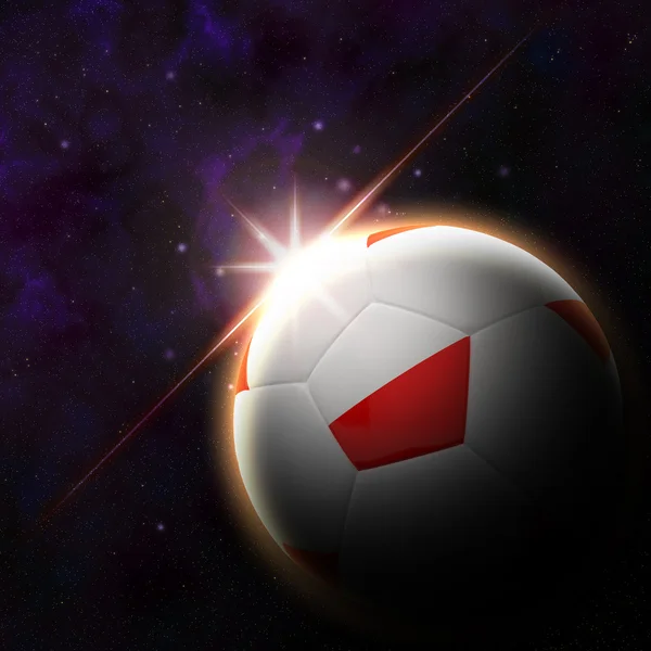 Vlag op 3d voetbal met stijgende zon illustratie — Stockfoto