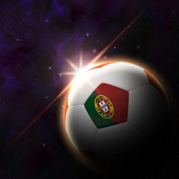 Bandera en el fútbol 3d con la ilustración del sol naciente — Foto de Stock