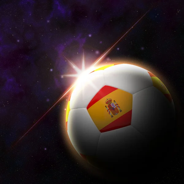 Bandera en el fútbol 3d con la ilustración del sol naciente — Foto de Stock