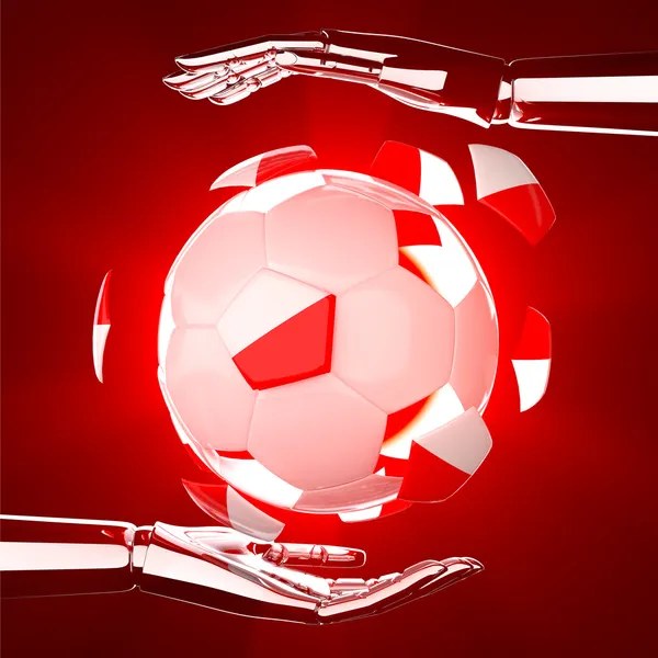 3D футбол на руці — стокове фото