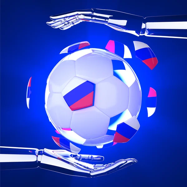 3D футбол на руці — стокове фото