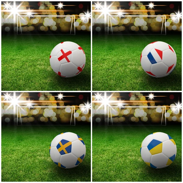 Internationella flagga på 3d-fotboll — Stockfoto