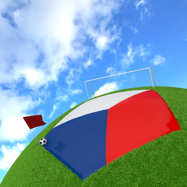 Česká republika vlajka na 3d fotbal — Stock fotografie