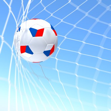 Yunanistan bayrağının futbol topu içinde bir ağ üzerinde 3D rendering