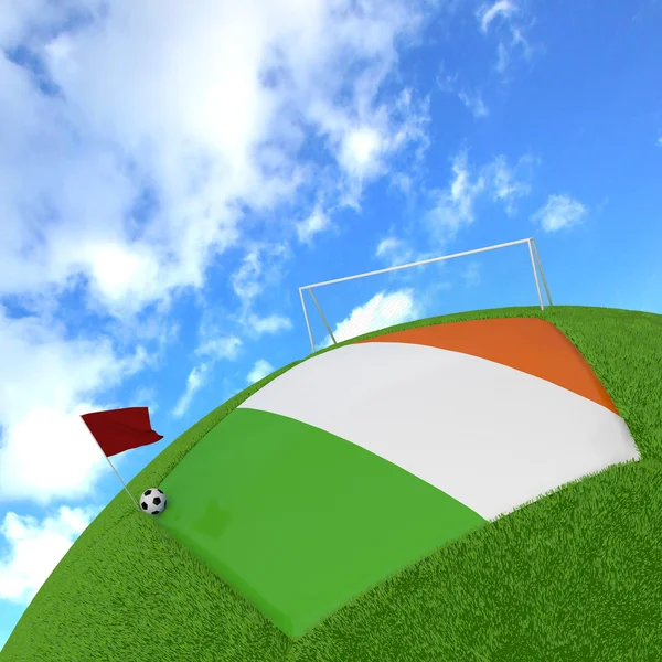 爱尔兰国旗上 3d 足球 — 图库照片