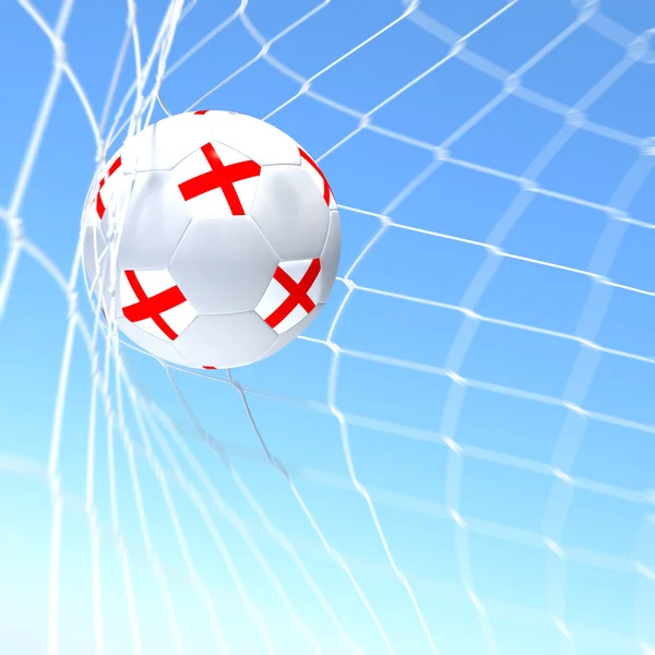 Rendering 3d di una bandiera XXXXX su un pallone da calcio in una rete — Foto Stock