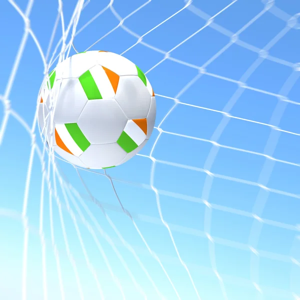 3D representación de una bandera XXXXX en la pelota de fútbol en una red — Foto de Stock