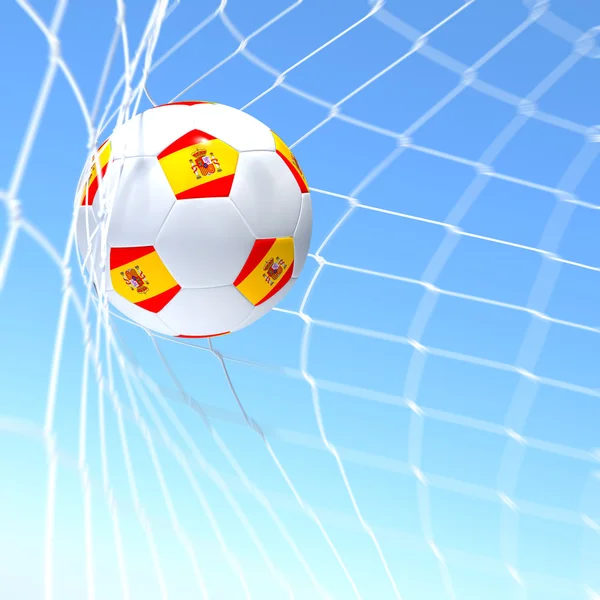 3D візуалізація прапора XXXXX на футбольному м'ячі в мережі — стокове фото