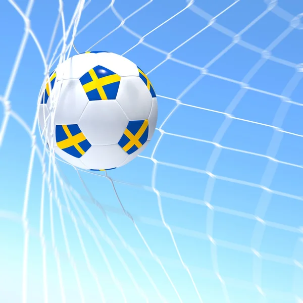 3D-rendering av en xxxxx flagga på fotboll i nät — Stockfoto