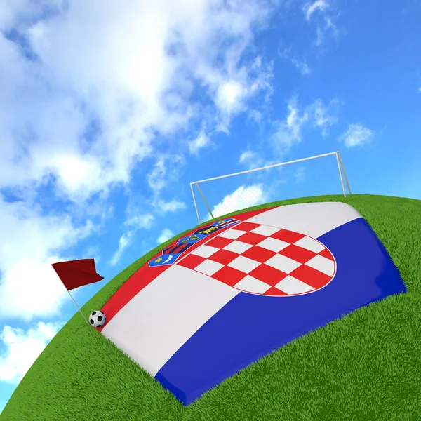 Vlajka Chorvatska na 3d fotbal — Stock fotografie