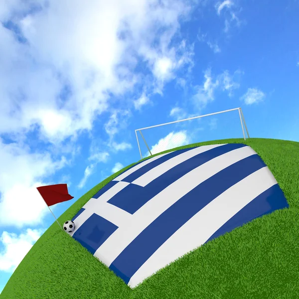 希腊国旗上 3d 足球 — 图库照片