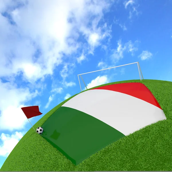 Italien flagga på 3d-fotboll — Stockfoto