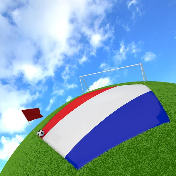 Bandeira da Holanda no futebol 3d — Fotografia de Stock