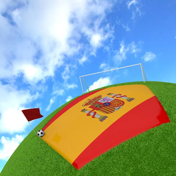 Spanyolország lobogója alatt a 3D-s futball — Stock Fotó