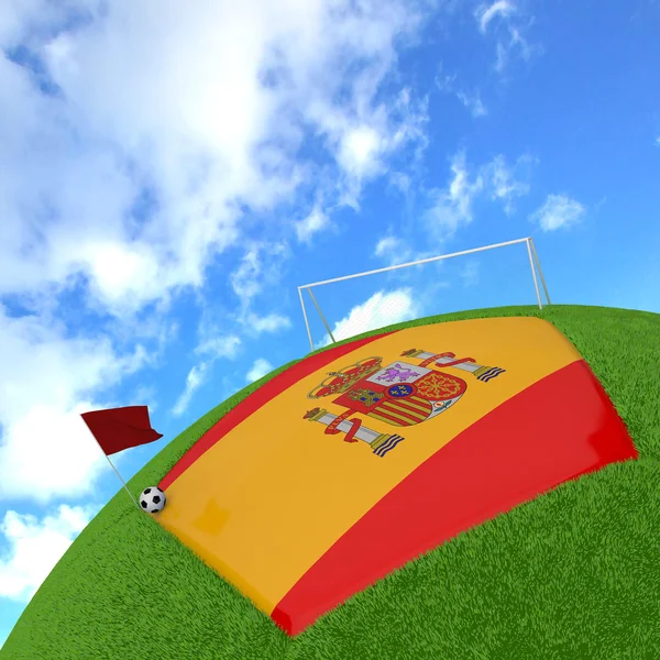 Drapeau d'Espagne sur le football 3d — Photo