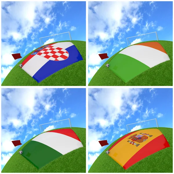 A 3D-s futball nemzetközi zászló — Stock Fotó