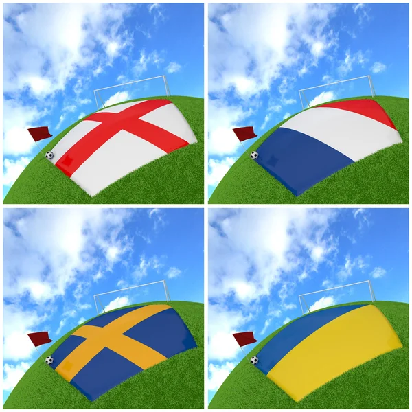 Bandeira internacional no futebol 3d — Fotografia de Stock
