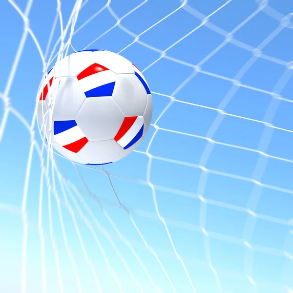 Rendering 3d di una bandiera XXXXX su un pallone da calcio in una rete — Foto Stock