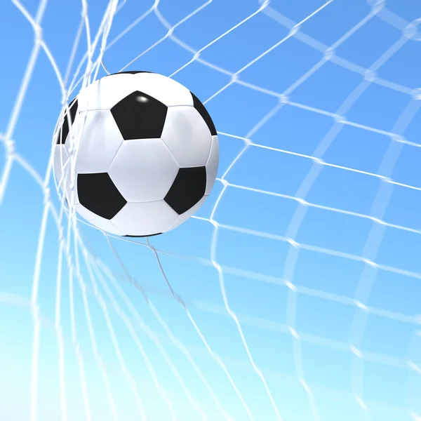 3d rendering of a XXX flag on soccer ball in a net — Stock Photo, Image