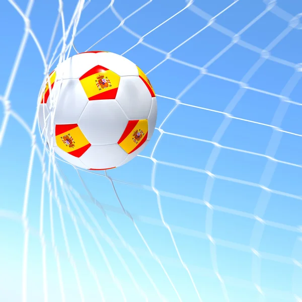 3D vykreslování xxxxx vlajky na fotbalový míč v síti — Stock fotografie