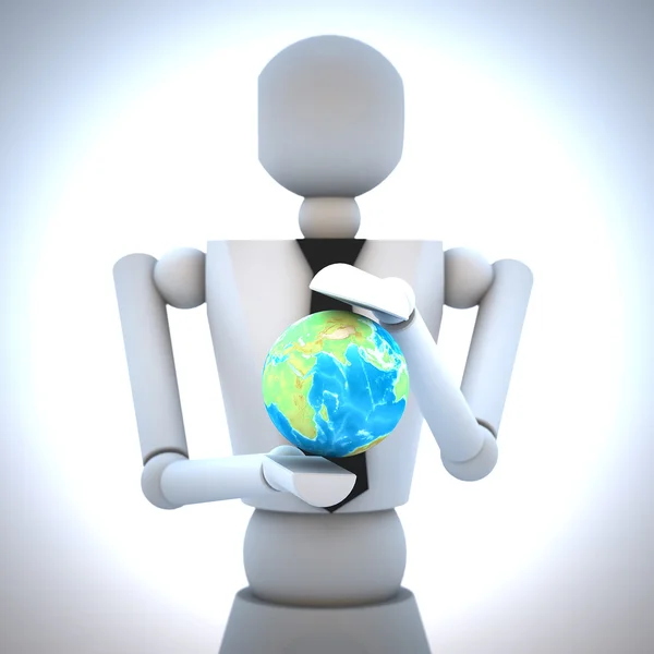 3d business man with earth globe in his hand — Stock Photo, Image