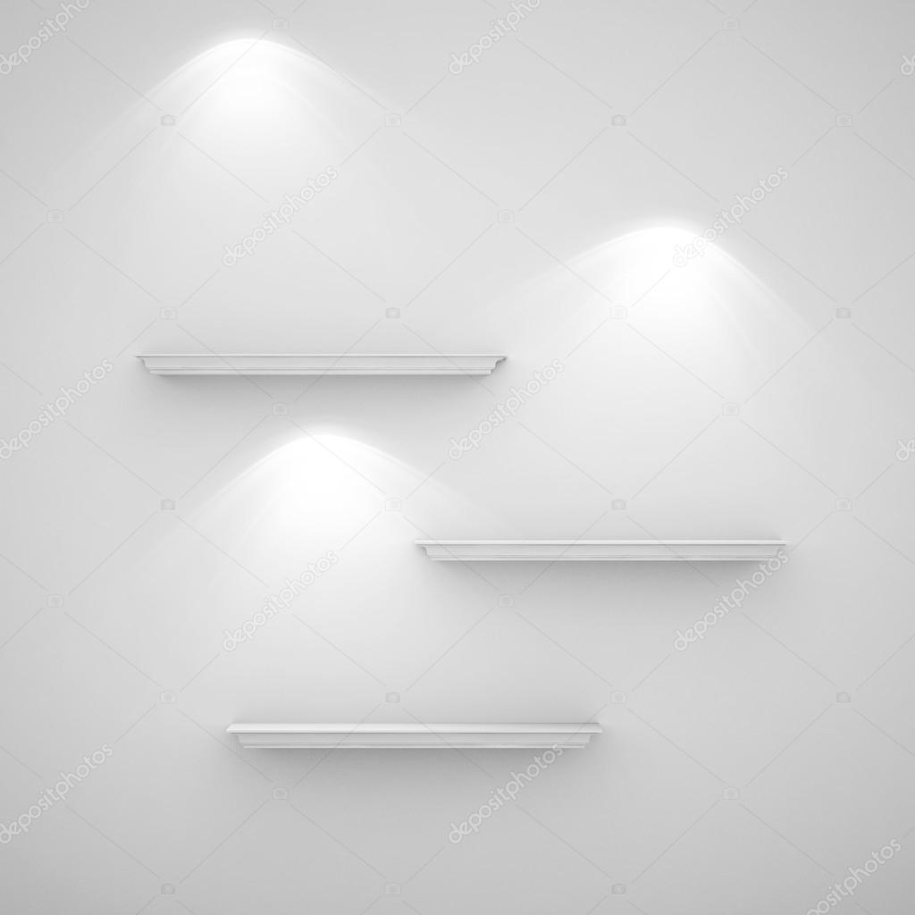 3d illustration isolated Empty shelf for exhibit