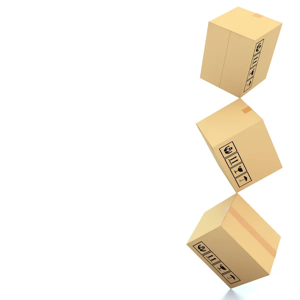 Cardboard boxes on white background 3d illustration — Stock Photo, Image